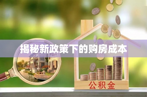 东光揭秘新政策下的购房成本